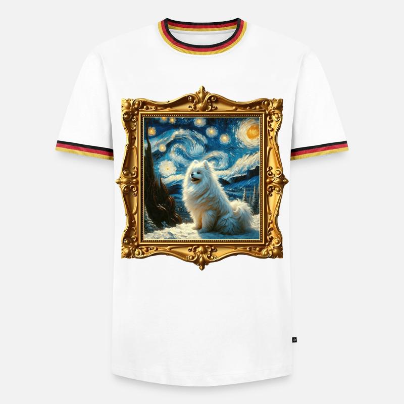 Spitz Zwergspitz Starry Night - Männer Kontrast-T-Shirt - Weiß/Dreifarbig