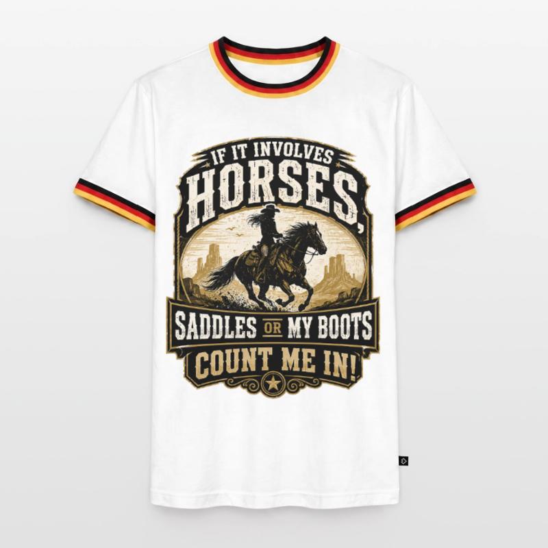 Pferdeheld: Sättel oder Stiefel Männer Kontrast-T-Shirt