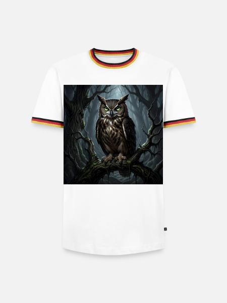 Uhu wächter des Waldes - Männer Kontrast-T-Shirt - Weiß/Dreifarbig