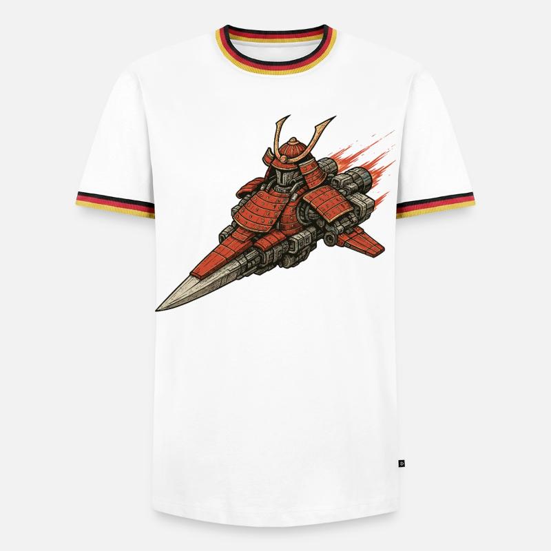 Samurai Raumschiff - Männer Kontrast-T-Shirt - Weiß/Dreifarbig