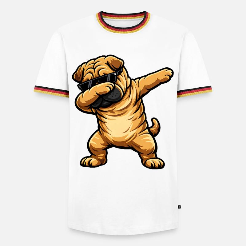 Dabbing Shar Pei - Men's Ringer Shirt - white/tricolour