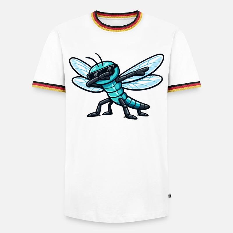 Dabbing Libelle - Männer Kontrast-T-Shirt - Weiß/Dreifarbig