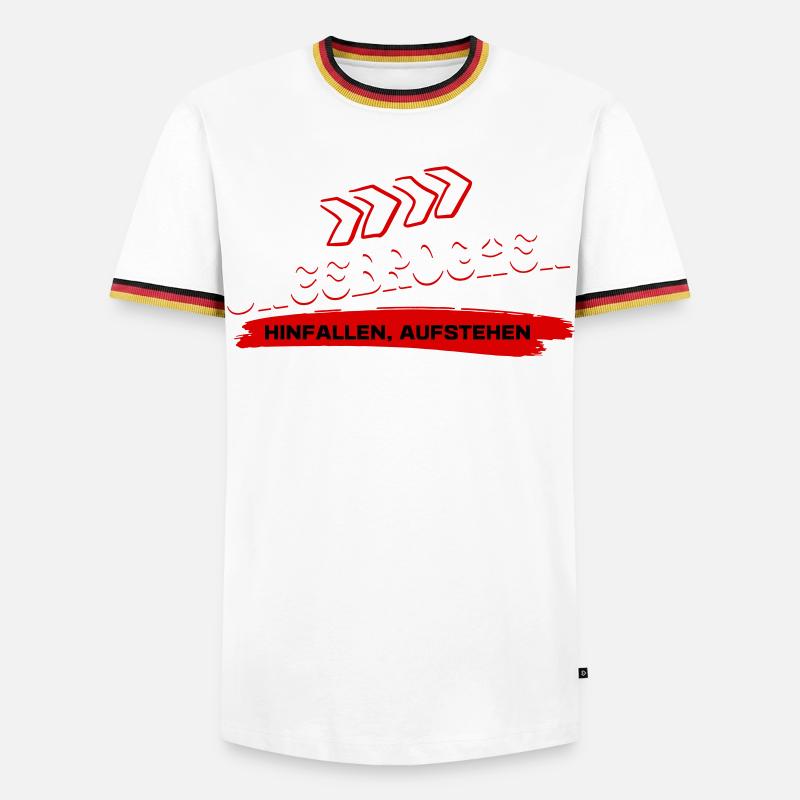 Ungebrochen Statement - Hinfallen Aufstehen - Männer Kontrast-T-Shirt - Weiß/Dreifarbig