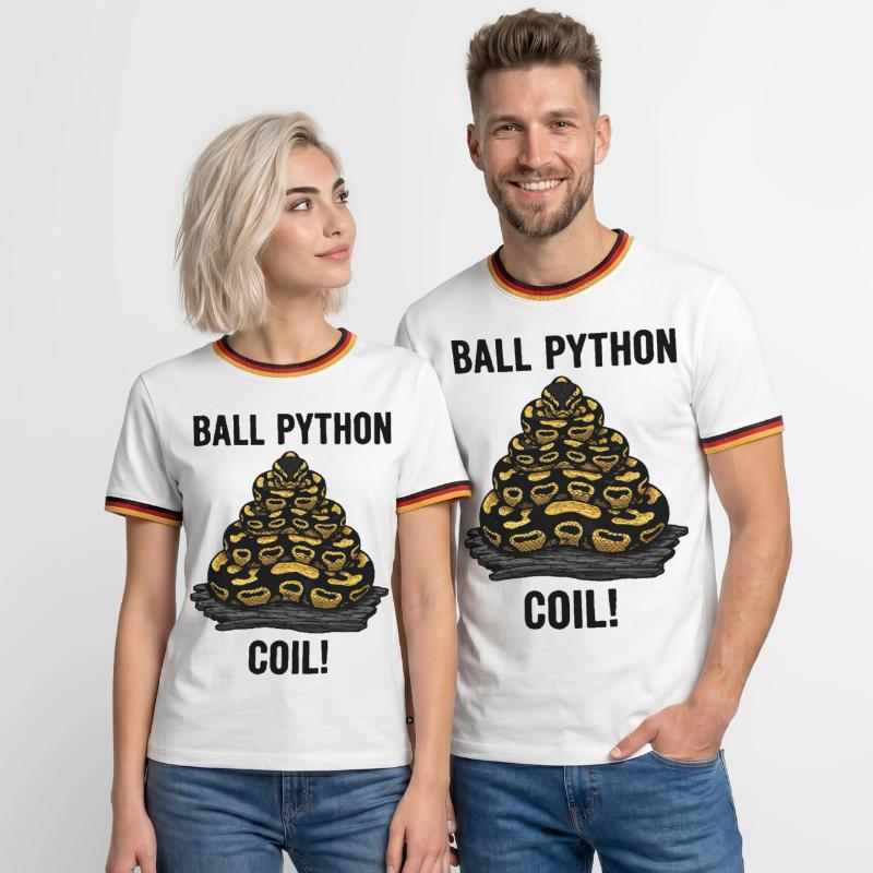 Python Royal Ball Python Coil Reptile Pyramide T-shirt contrasté Homme