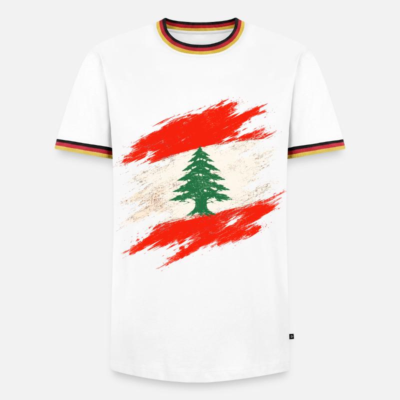 Libanon Libanese - Männer Kontrast-T-Shirt - Weiß/Dreifarbig