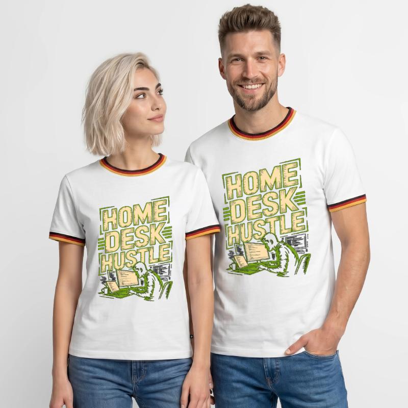 Remote Developer Home Desk Hustle Remote Coder Men's Ringer Shirt