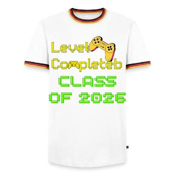 Level Completed Class Of 2026 Gamer Grad Gift - Men's Ringer Shirt - white/tricolour - Front - AI Model Female 172 light (172cm) & AI Model Male 185 light (185cm)