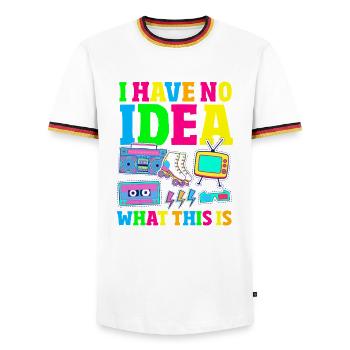 Retro Back to the 80s Vintage Design - Men's Ringer Shirt - white/tricolour - Front - AI Model Female 172 light (172cm) & AI Model Male 185 light (185cm)