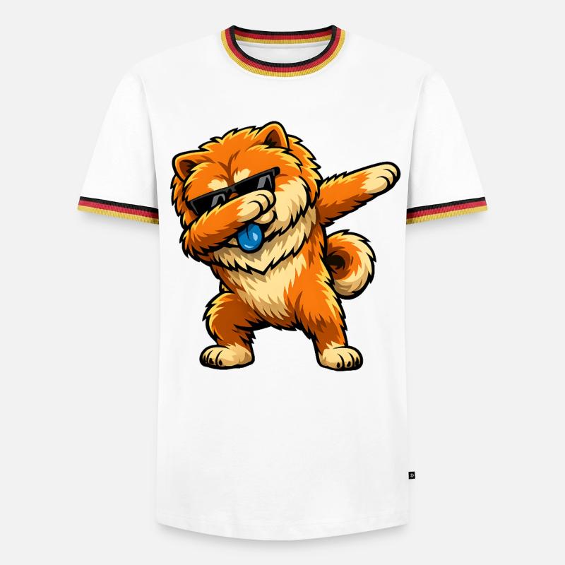 Dabbing Chow Chow - Männer Kontrast-T-Shirt - Weiß/Dreifarbig
