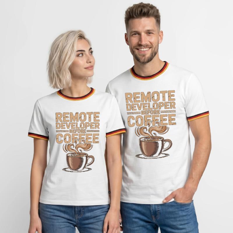 Remote Developer Before Remote Coder Coffee Lover Men's Ringer Shirt