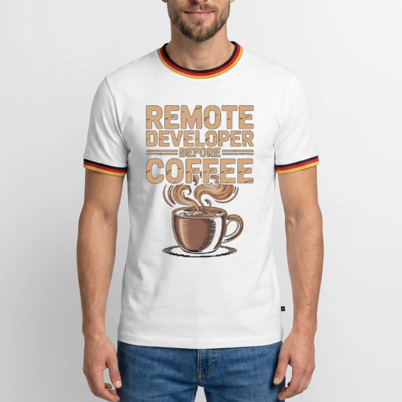 Remote Developer Before Remote Coder Coffee Lover Men's Ringer Shirt