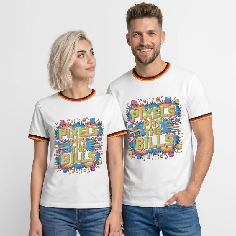Game Developer Pixels Pay The Bills Web Developer Männer Kontrast-T-Shirt