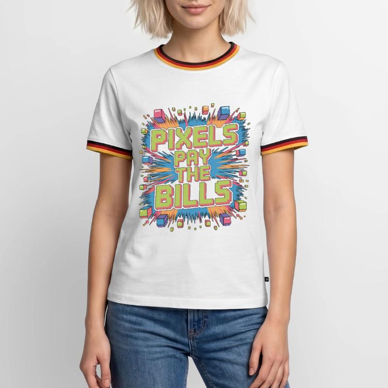 Game Developer Pixels Pay The Bills Web Developer Männer Kontrast-T-Shirt