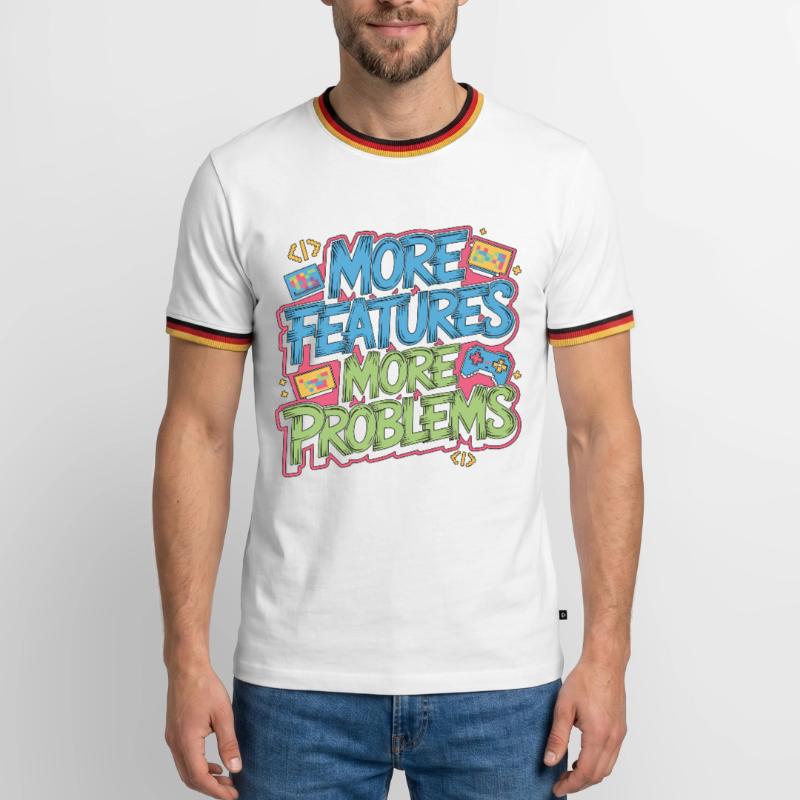 Game Developer More Features More Web Developer Männer Kontrast-T-Shirt