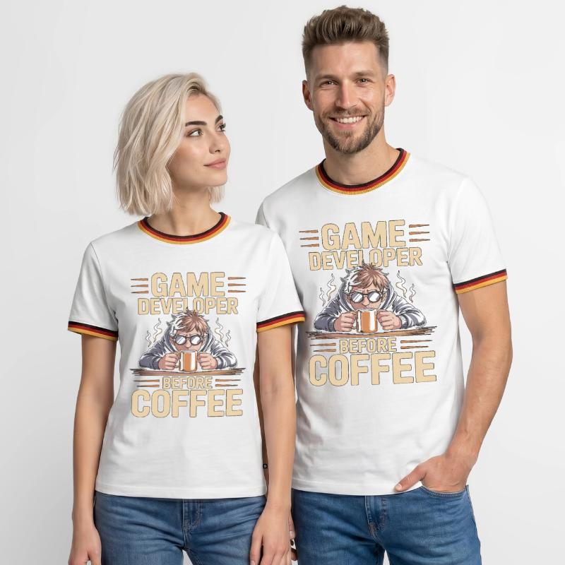 Game Developer Before Web Developer Coffee Lover Männer Kontrast-T-Shirt