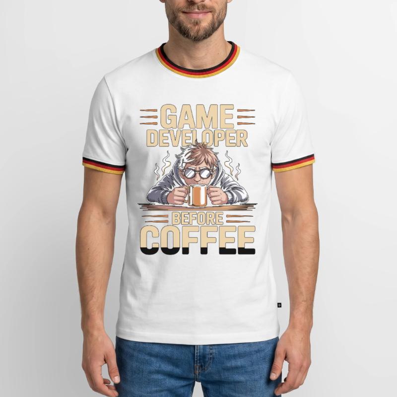 Game Developer Before Web Developer Coffee Lover Männer Kontrast-T-Shirt