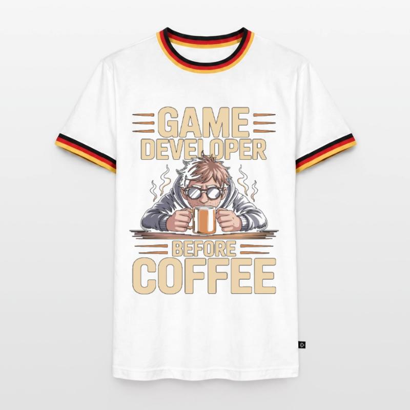 Game Developer Before Web Developer Coffee Lover Männer Kontrast-T-Shirt