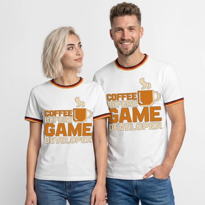 Game Developer Coffee Game Programmer Coffee Lover Männer Kontrast-T-Shirt