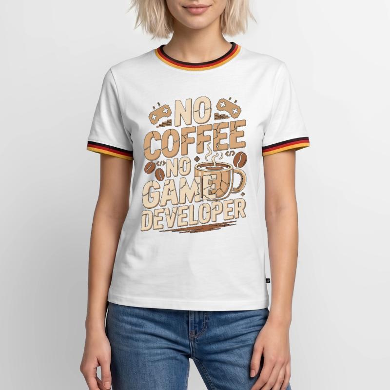 Game Developer No Coffee Game Coder Coffee Lover Männer Kontrast-T-Shirt