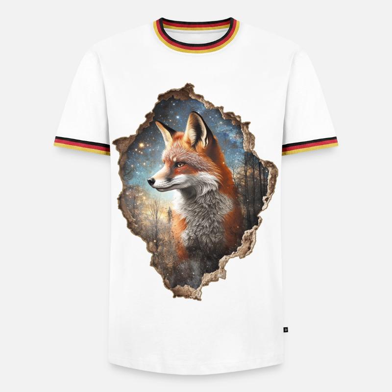 Fuchs - Männer Kontrast-T-Shirt - Weiß/Dreifarbig