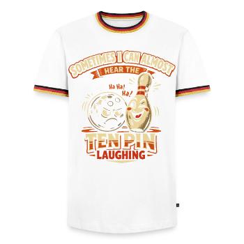 Bowling-Humor Sport-Strike-Spieler Lustiges Geschenk - Männer Kontrast-T-Shirt - Weiß/Dreifarbig - Vorne - AI Model Female 172 light (172cm) & AI Model Male 185 light (185cm)