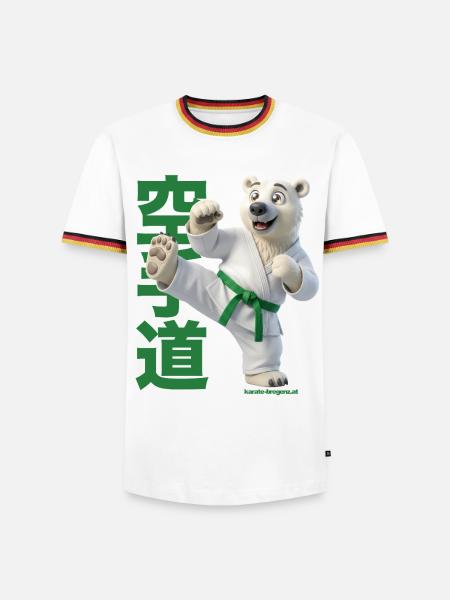 Karate Eisbär - Männer Kontrast-T-Shirt - Weiß/Dreifarbig
