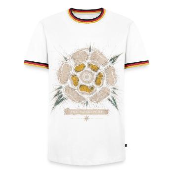 The Yorkshire White Rose Vintage Emblem Design - Men's Ringer Shirt - white/tricolour - Front - AI Model Female 172 light (172cm) & AI Model Male 185 light (185cm)