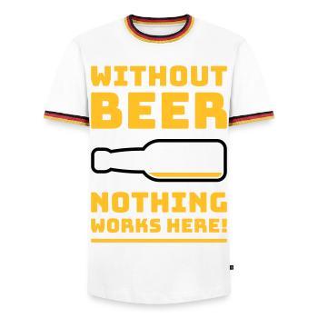Sans bière, rien ne marche ici ! (BÛT UN DE PIS 3C) - T-shirt contrasté Homme - blanc/tricolore - Devant - AI Model Female 172 light (172cm) & AI Model Male 185 light (185cm)