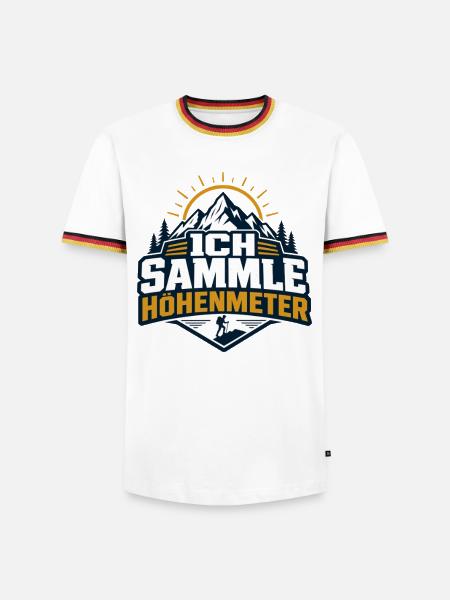 Ich sammle Höhenmeter Wandern Berge - Männer Kontrast-T-Shirt - Weiß/Dreifarbig