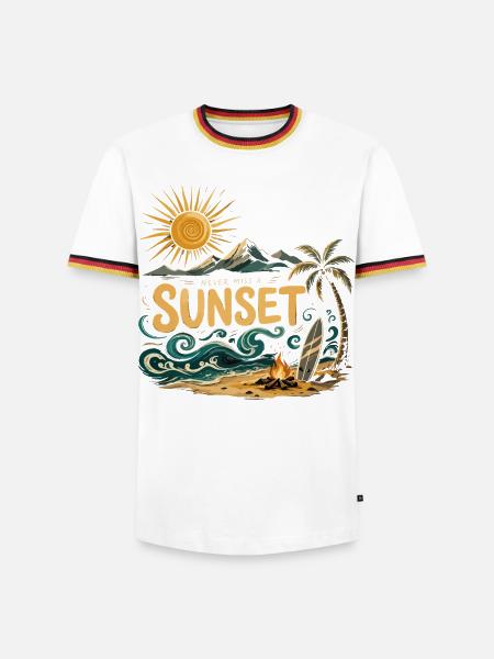 Sunset on the beach surf - Men's Ringer Shirt - white/tricolour