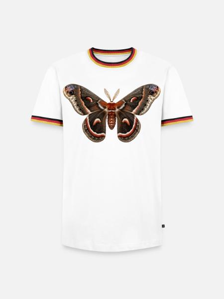 Cecropia Moth Hyalophora cecropia - Männer Kontrast-T-Shirt - Weiß/Dreifarbig