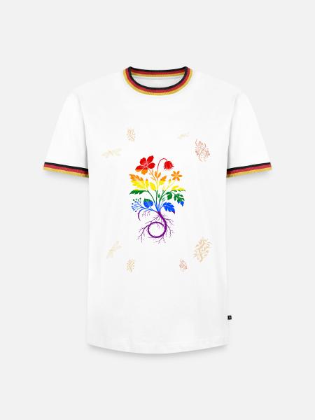 Wurzelschlinge – Botanische Kunst LGBTQ - Männer Kontrast-T-Shirt - Weiß/Dreifarbig