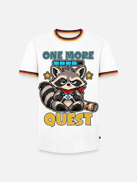 One More Quest Waschbär-Gamer - Männer Kontrast-T-Shirt - Weiß/Dreifarbig