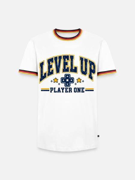Level Up Gaming - Männer Kontrast-T-Shirt - Weiß/Dreifarbig