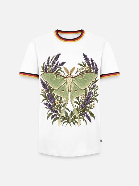 Lunafalter mit Lavendel - Männer Kontrast-T-Shirt - Weiß/Dreifarbig