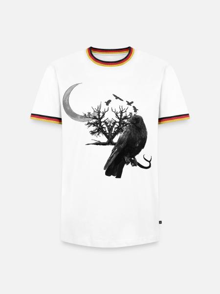 Rabe Mond Baum Gothic Pagan T Shirt - Männer Kontrast-T-Shirt - Weiß/Dreifarbig