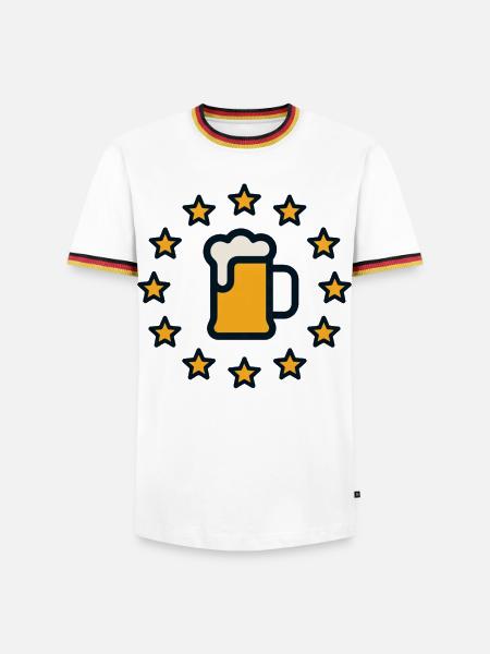 EU Bierkrug Sternenkranz - Männer Kontrast-T-Shirt - Weiß/Dreifarbig