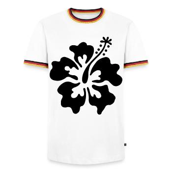 Hawaii flowers - Men's Ringer Shirt - white/tricolour - Front - AI Model Female 172 light (172cm) & AI Model Male 185 light (185cm)