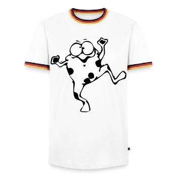 Lustiger Frosch - Männer Kontrast-T-Shirt - Weiß/Dreifarbig - Vorne - AI Model Female 172 light (172cm) & AI Model Male 185 light (185cm)