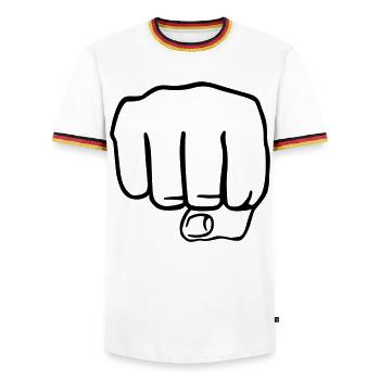 Faust | Fist | Hand - T-shirt contrasté Homme - blanc/tricolore - Devant - AI Model Female 172 light (172cm) & AI Model Male 185 light (185cm)