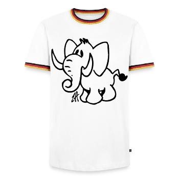 Elephant - Men's Ringer Shirt - white/tricolour - Front - AI Model Female 172 light (172cm) & AI Model Male 185 light (185cm)