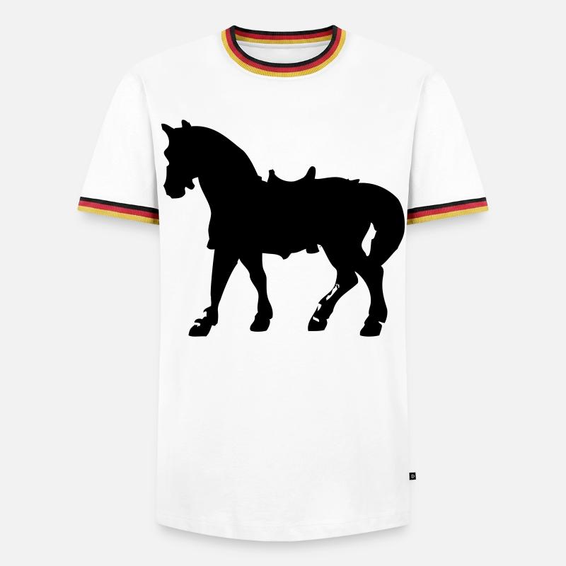 Pferd - Männer Kontrast-T-Shirt - Weiß/Dreifarbig