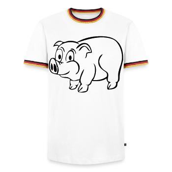 Lucky Pig - Men's Ringer Shirt - white/tricolour - Front - AI Model Female 172 light (172cm) & AI Model Male 185 light (185cm)