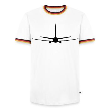 Flugzeug - Männer Kontrast-T-Shirt - Weiß/Dreifarbig - Vorne - AI Model Female 172 light (172cm) & AI Model Male 185 light (185cm)