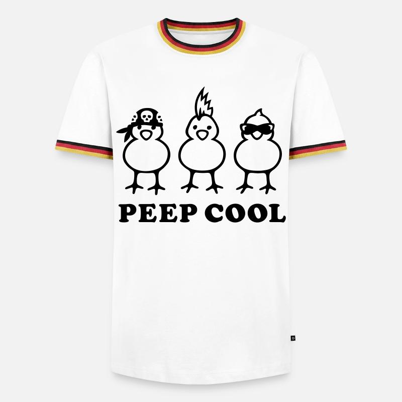 Peep Cool - Männer Kontrast-T-Shirt - Weiß/Dreifarbig