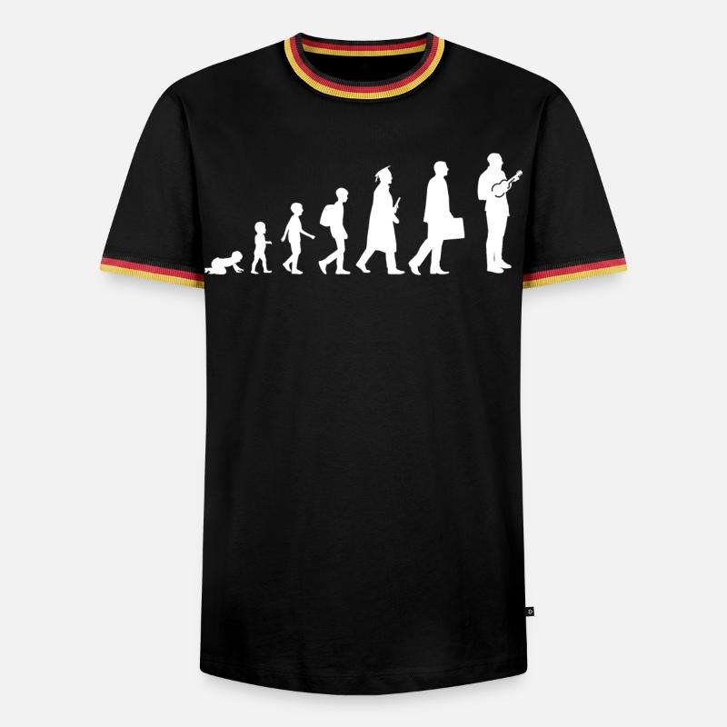 Evolution Ukulele - Männer Kontrast-T-Shirt - Schwarz/Dreifarbig