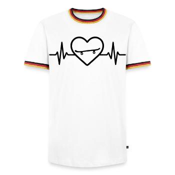 Skateboard Heart Sport - Men's Ringer Shirt - white/tricolour - Front - AI Model Female 172 light (172cm) & AI Model Male 185 light (185cm)