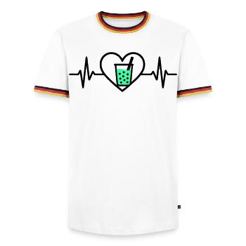 Bubble Tea Herz Boba Getränk Süß Trend - Männer Kontrast-T-Shirt - Weiß/Dreifarbig - Vorne - AI Model Female 172 light (172cm) & AI Model Male 185 light (185cm)