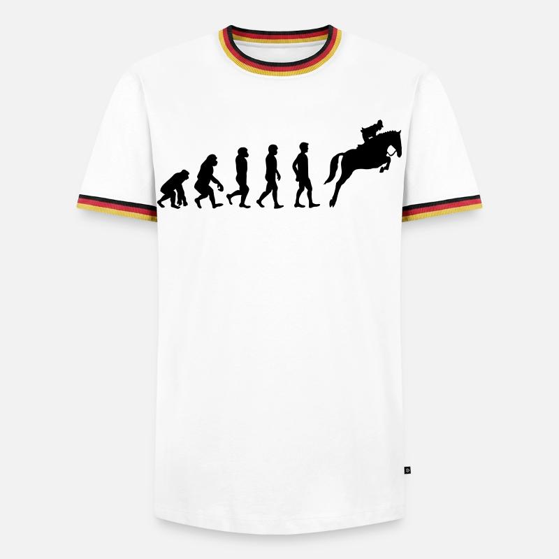 Évolution du cheval - T-shirt contrasté Homme - blanc/tricolore