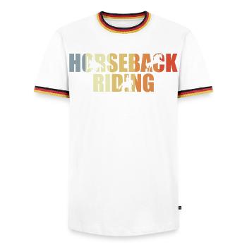 Vintage Horseback Riding - Men's Ringer Shirt - white/tricolour - Front - AI Model Female 172 light (172cm) & AI Model Male 185 light (185cm)